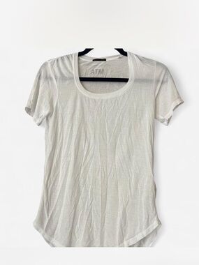 ATM Anthony Thomas Melillo White Scoop Neck Short Sleeve Modal Tee